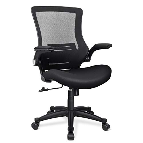 Funria-Mid-Back-Mesh-Office-Chair-Ergonomic-Swivel-Black-Task-Office-Chair-with-Flip-Up-Arms-Lumbar-Support-Computer-Desk-Chairs