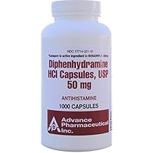 Diphenhydramine HCI 50 mg Allergy Medicine and Antihistamine Generic for Benadryl Allergy 1000 Capsules per Bottle