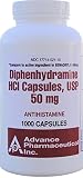 Diphenhydramine HCI 50 mg Allergy Medicine and Antihistamine Generic for Benadryl Allergy 1000 Capsules per Bottle