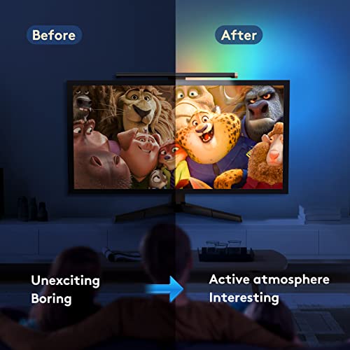 Monitor Light Bar with RGB Backlight, Flat/Curved Screen Bar Reduce Eye