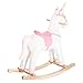 Qaba Kids Metal Plush Ride-On Unicorn Rocking Horse Chair Toy with Realistic Sounds