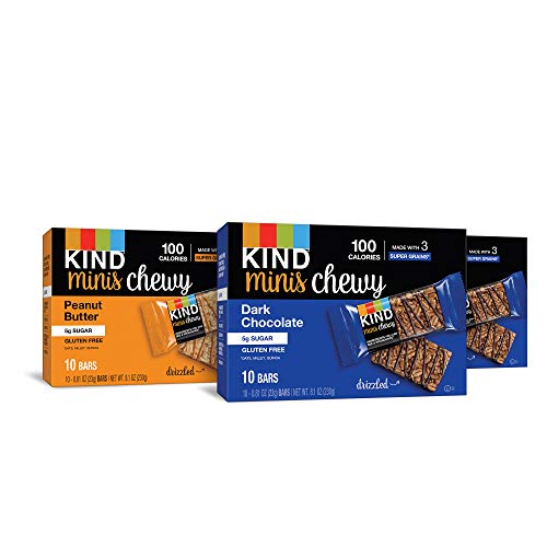 KIND Bar Minis Chewy Bar Variety Pack, 20 Dark Chocolate, 10 Peanut Butter, 100 Calories, Low