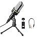 Excelvan Condenser Microphone Black SF-920 3.5mm Desktop Microphone with Volume Control and Tripod Stand Broadcasting Recording Podcasting Studio Mic for Mobile Phones, Laptops, Desktop （Black）