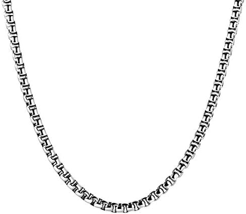 Estendly 2mm-7mm 16-38In Stainless Steel Rolo Chain Necklace Crude Chain Necklace for Men Women Jewelry