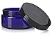 8 oz Cobalt Blue Plastic (BPA Free) Heavy Wall Refillable Low Profile Jar with Black Lid (12 Pack) + Spatulas