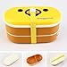 Lovely High Heat Resistance Double Layers Chopsticks Plastic Bento Lunch Box (Yellow Cover+ Brown Box)