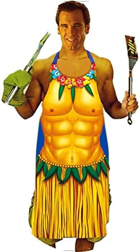 Luau Six Pack Body Design on a Vinyl Apron for Men, 36 inches