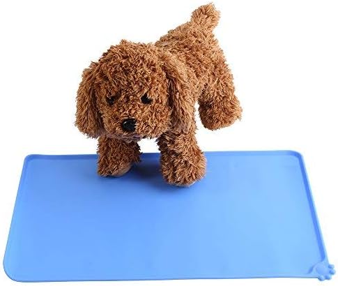 Silicone Pet Feeding Mat Pet Food Mat Bowl Placemat For Dogs Cats Square Waterproof Non-slip Feed Placemat (Color : Blue) - Image 5