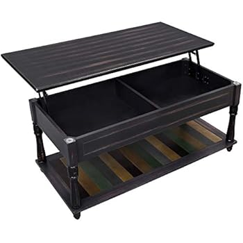 VASAGLE Lift-Top Coffee Table with Turned Real Wood Legs and Lower Shelf, 2 Hidden Storage Compartment, Assembly Without Tools for Living Room Home Office Dining Country Brown ULCT14GL