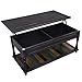 VASAGLE Lift-Top Coffee Table with Turned Real Wood Legs and Lower Shelf, 2 Hidden Storage Compartment, Assembly Without Tools for Living Room Home Office Dining Country Brown ULCT14GL
