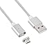 AGM Detachable Magnetic Adapter Micro USB 3.3ft High Speed Charging Cable with LED Indicator for Android Samsung HTC LG Motorola (Silver)
