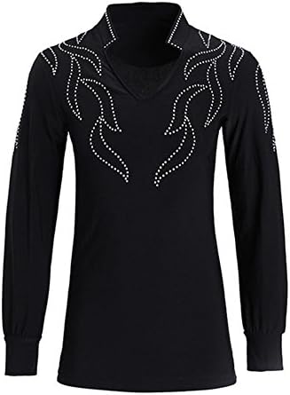 JINGYU Men's Black Long Sleeve/Professional Latin Dance Practice tops/ballroom dance Performance Clothes, m
