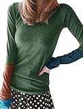 Allegra K Woman Color Block Sleeves T-Shirt w Thumb Hole