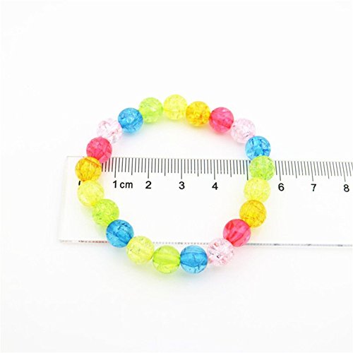 image for BB-GG 6 Pieces Princess Bracelets,Rainbow Stretchy Bead Bracelets Pink
