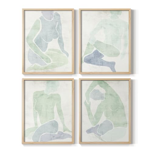 Renditions Gallery Set of 4 Peel & Stick Framed Prints, Abstract Wall Art, Fema…