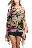 Zeagoo Womens Fall Floral Batwing Sleeve Beach Loose Blouse Tunic Tops (One Size, Purple Floral)