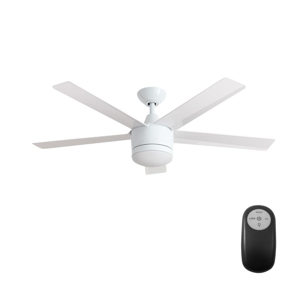Home Decorators SW1422WH Merwry 52" Integrated Led Indoor White Ceiling Fan