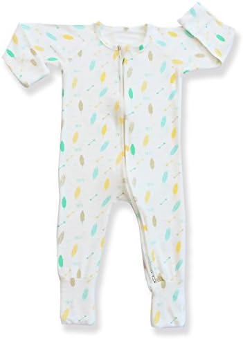 Pajammie Zipsuits Unisex Baby Bamboo and Organic Cotton Romper Footie With 2-Way Zip (6-12 Months, Tribal Pastels)
