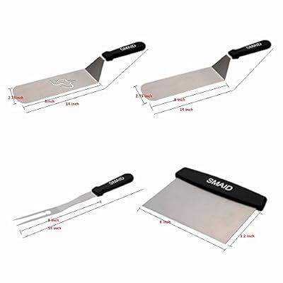 SMAID 6 piece Professional Grade Grill Griddle BBQ Tool Kit ,Camp Chef and other Flat Top Griddles, Grills, Pans, Cooking in the Backyard, Camping, Tailgating and Everywhere