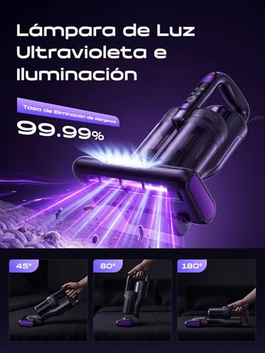 Anti-dust dust vacuum, 14000PA Handheld Vacuum Cleaner with UV-C Light, Hot Air, Ultrasound and HEPA Filter, Vacuum Cleaner for Mattress, Sofa, Upholstery and Carpets, Allergy, Pets and Babies – 4 Metres Cable