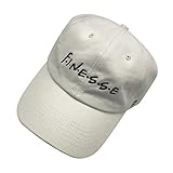 liujiangtao Dad Hat Finesse 3D Letters Embroidered Baseball Cap Adjustable Snapback Unisex White