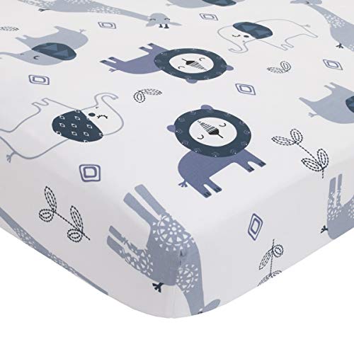 NoJo Dreamer Mosaic Animals 8 Piece Nursery Crib Bedding Set, Navy