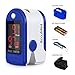 AccuMed CMS-50DL Fingertip Pulse Oximeter Blood Oxygen SpO2 Sports and Aviation Fingertip Monitor w/Carrying case, Lanyard Silicon Case & Battery (Blue) primary