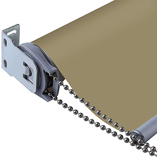 PASSENGER PIGEON Thermal Insulated 100% Blackout Waterproof Fabric Custom Window Roller Shades Blinds,72" W x 64" L,Stone Color