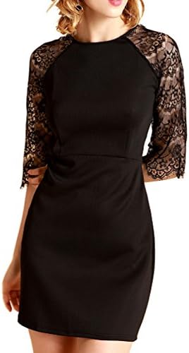 Mantos Eternity Women's Half Bell Sleeves See Through Back Slim Lace Clubwear Cocktail Dress