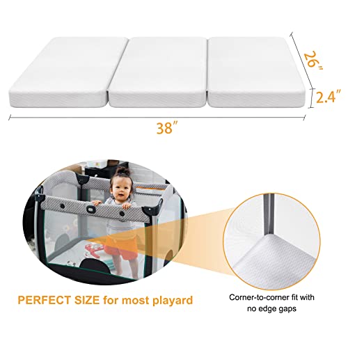 Jowenia Pack and Play Mattress, TriFold Pack n Play Travel Mattress