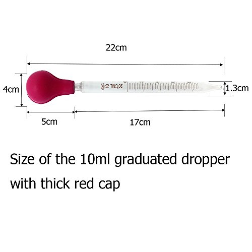 OESS Glass Graduated Dropper Pipettes with Red Rubber Caps 10ml Pk/2