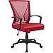 Furmax Office Chair Ergonomic Computer Desk Mesh Chair Mid Back Swivel Lumbar Support with Armrest (1, Red)
