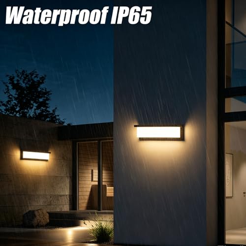 Coinmit 36W 3000K 3500LM IP65 Waterproof Outdoor LED Wall Light for Indoor and Outdoor Patio Balcony Black