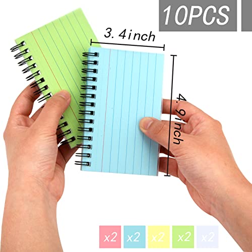 Koogel 500 pieces Index Cards, 10 Pads Ruled Notecards with Protective Covers 5 Colors Flash Cards with Spiral for Office Learning Note Taking To Do List