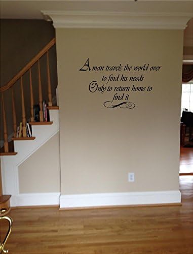 Quote It a Man Travels Only to Return Home Vinyl Wall Decals Quotes Sayings Words Art Decor Lettering Vinyl Wall Art Inspirational Uplifting