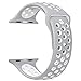 Apple Watch Nike+ Sport Band,Gersymi Tech Soft Silicone Sport Replacement Strap band with Adjustable Buckle and Quick Release for 2016 New Apple Series 2 Sport Watch iWatch (42mm Silver+white, Large)