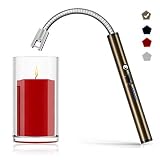 Boncas Flexible Arc Lighter USB Candle Lighter Plasma Lighter Rechargeable Windproof Lighter Long for Household Camping Cooking BBQ Olive Gray (Candle Not Included)