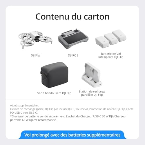 Bundle Fly More DJI Flip (radiocommande RC 2 avec écran), < 249 g