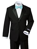 Spring Notion Boys' Classic Fit Tuxedo Set, No Tail Extra Small/0-3M Black-Aqua