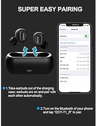 Tepoinn True Auriculares inalámbricos Auriculares Bluetooth 5.0 Sonido estéreo en la oreja Auriculares Bluetooth Auriculares inalámbricos (llamada binaural con micrófono incorporado, emparejamiento automático con estuche de carga 15 horas de tiempo de rep