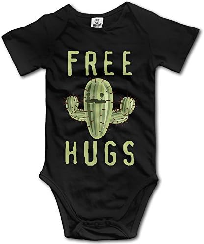 Baby Breath Babys Free Hug Cactus Boy's/Girl's Bodysuit Onesie Black