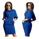 Womail Women Vintage Business Casual Party Pencil Sheath Dress (S, A_Blue)