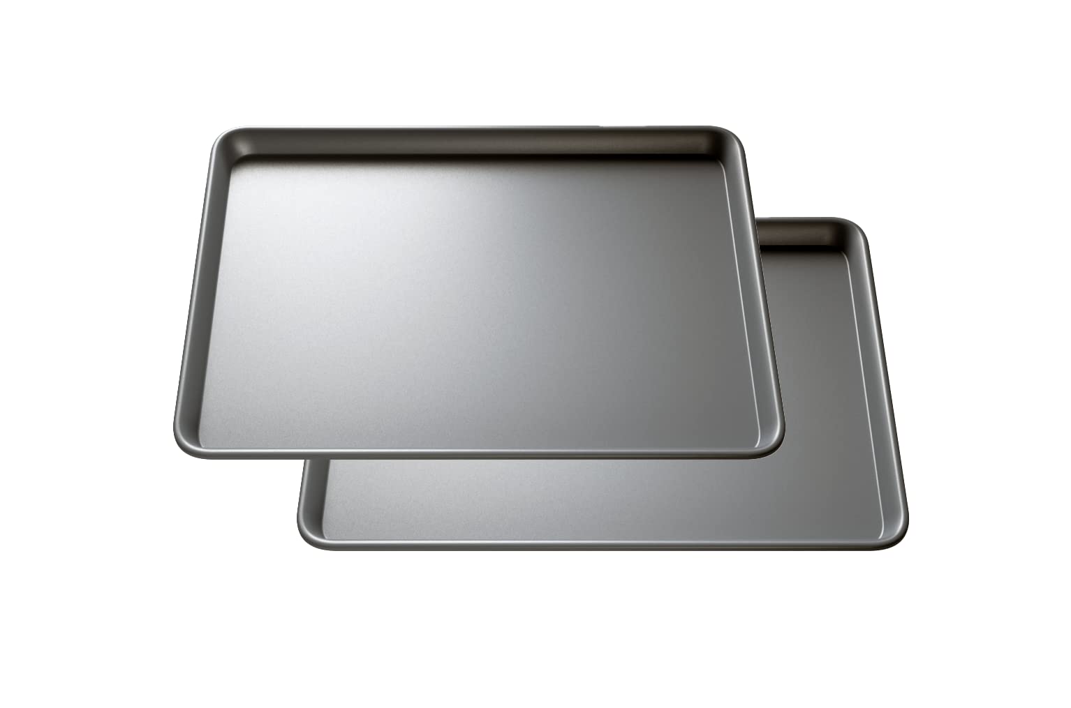 Twin-Pack 34cm Heavy Gauge Aluminium Baking Tray Set - Teflon™ Non-Stick Roasting Trays for Oven - Durable, Dishwasher Safe, Multi-Purpose Oven Trays & Bakeware by KITCHENEUR®