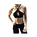 Women's Sexy Strappy Hollow Crisscross Back Front Hanging Neck Support Yoga Gym Sports Short Slim T-shirt Tubes Bra Tops (L)