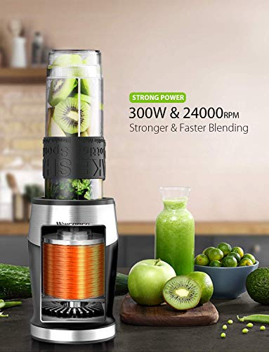 Personal Blender Smoothie Blender for Shakes and Smoothies, 24000 RPM High-Speed Mixer/Grinder System with 20 oz Sport Bottle & Travel Lid and Safe Lock, 300W, BPA-Free Willsence