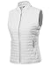Made by Emma Tight Fit Solid Basic Quilted Vest Side Rib Panel Details Snow White XL