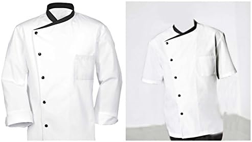 Uniformus Long/Short Sleeves Cook Chef Waiter Waitress Coat Uniform Jacket (L, White short Sleeves)