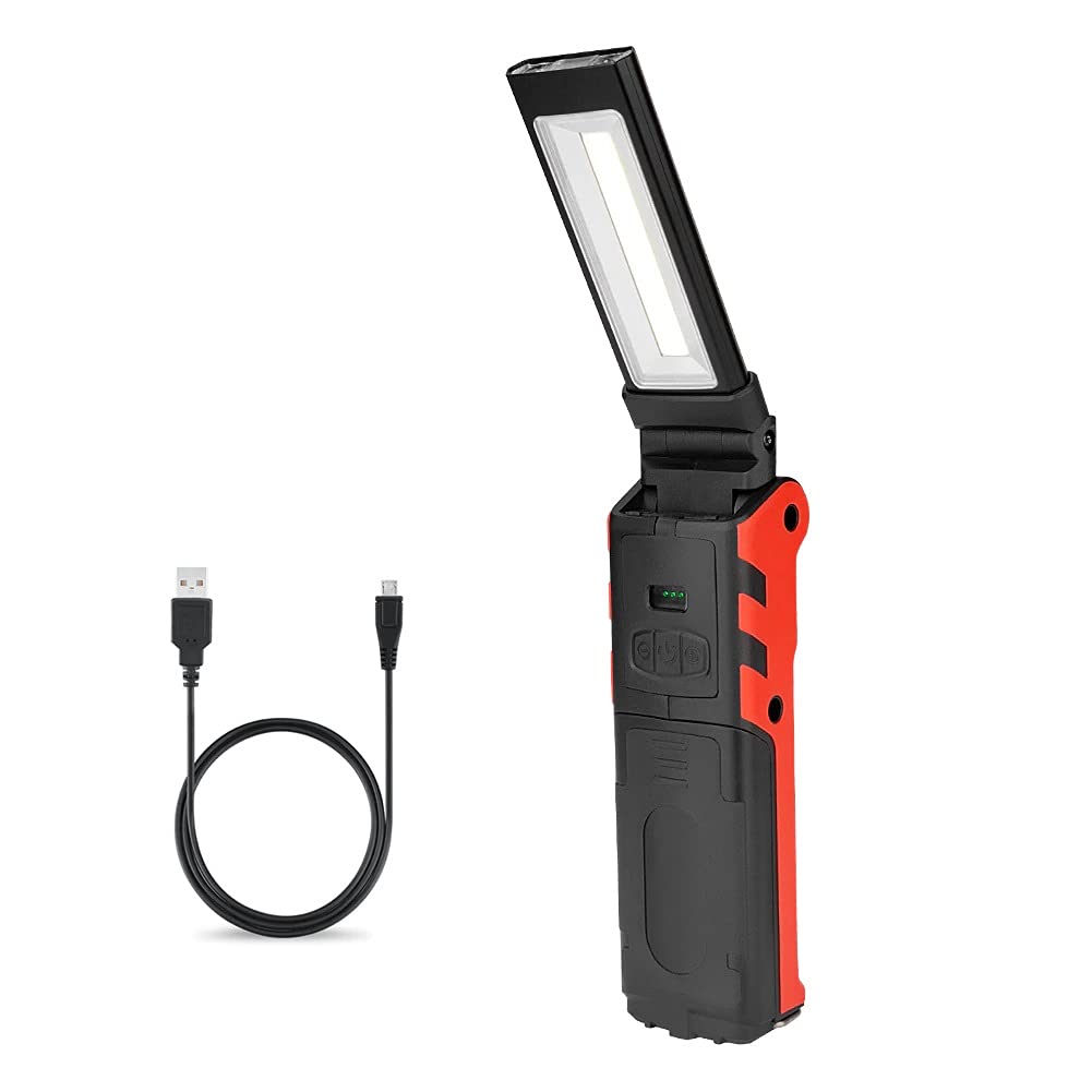 WindFire Handheld Torch COB Work Light USB Rechargeable 80000 Lumens Inspection LED Worklight with Strong Magnetic Base & Hanging Hook,270Β° Rotation Flashlight for Repair, Car Repair, Emergency
