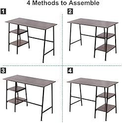 VECELO Writing Computer Study Desk with 2 Tier