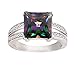 CloseoutWarehouse Princess Cut Simulated Mystic Topaz Cubic Zirconia Ring Sterling Silver (Color Options, Sizes 4-13)